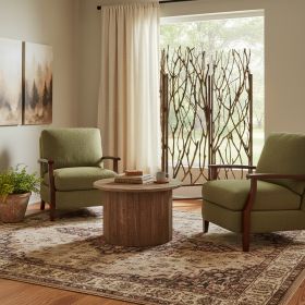 70" Brown Wood Branches Folding Three Panel Screen Room Divider