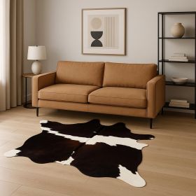 6' X 7' Brown And White Cowhide Cowhide Print Area Rug