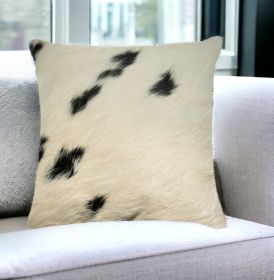 18" White And Black Cowhide Throw Pillow