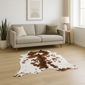 5' X 7' Brown And White Cowhide Cowhide Print Area Rug