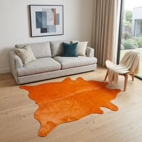 5' X 7' Orange Cowhide Area Rug