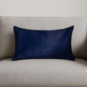 12" X 20" Navy Cowhide Throw Pillow