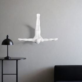 7" X 7" White Resin Diving Man Hanging Dimensional Sculpture