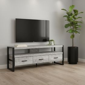 59" Black and Gray Cabinet Enclosed Storage TV Stand