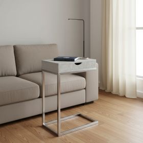 10.25" X 15.75" X 24.5" Grey Finish And Laminated Metal Accent Table