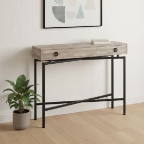 43" Taupe And Black Cross Leg Console Table