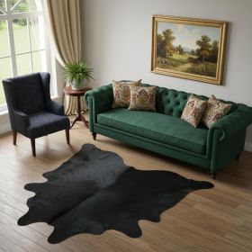 6' X 7' Black Cowhide Handmade Area Rug