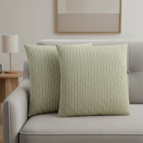 Set Of Two 18" X 18" Green and White Polyester Striped Zippered Pillow