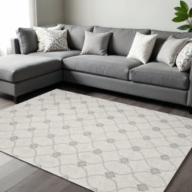 8' X 10' Ivory And Gray Wool Ogee Hand Tufted Area Rug
