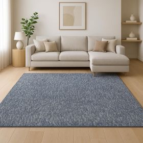 8' X 11' Indigo And Ivory Abstract Shag Hand Woven Area Rug