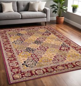 5' X 8' Red Orange And Black Quatrefoil Area Rug