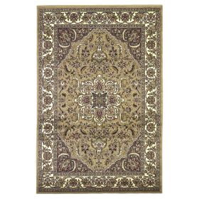8' Beige And Ivory Floral Medallion Octagon Rug