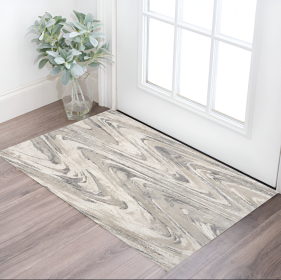 3' X 5' Gray And Tan Abstract Area Rug