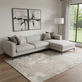 7' X 10' Sand Gray And Beige Abstract Area Rug