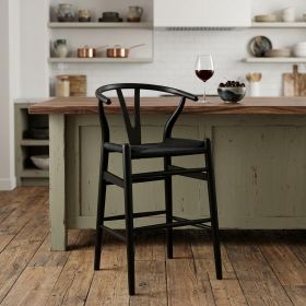 Black Solid Wood Counter Height Bar Chair
