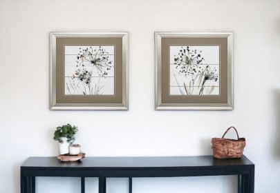 19" X 19" Brushed Silver Frame Natures Lace (Set Of 2)