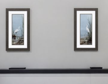 Set of Two Island Egret Brown Framed Art