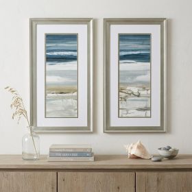 Set of 2 Ocean Print Silver Framed Wall Art