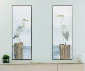 13" X 36" Woodtoned Frame Ocean Sky Panel (Set Of 2)