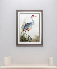 36" X 27" Heron Brown Wood Tone Framed Wall Art