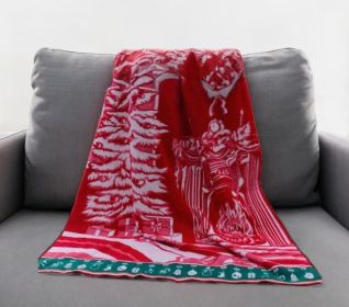 Queen Green And Red Mod Acrylic Woven Blanket