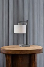 23" Gray Metal Novelty Table Lamp With White Empire Shade