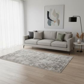 5' X 7' Beige Tan And Gold Abstract Hand Loomed Distressed Area Rug