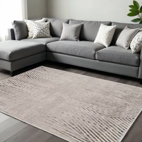 8' X 11' Gray And Ivory Geometric Area Rug