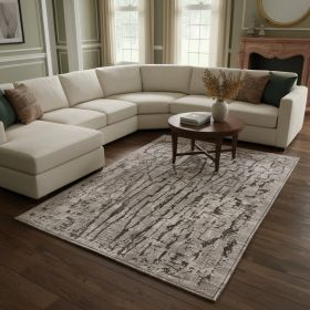 6' X 9' Gray And Black Abstract Distressed Area Rug
