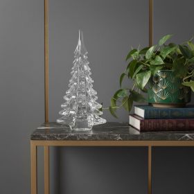 10" Mouth Blown Clear Glass Christmas Tree Sculpture