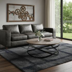 41" Brown and Black Solid Wood and Metal Round Coffee Table