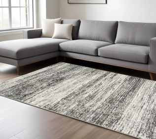 8' X 10' Ash And Slate Abstract Area Rug