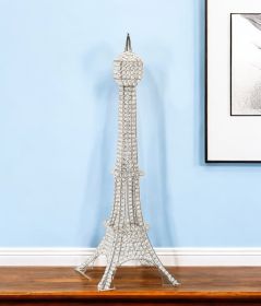 40" Silver Faux Crystal and Silver Tabletop Sculpture