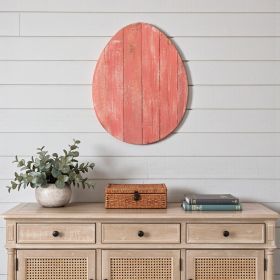 18" X 14" Red Reclaimed Wood Egg Shaped Wall Decor