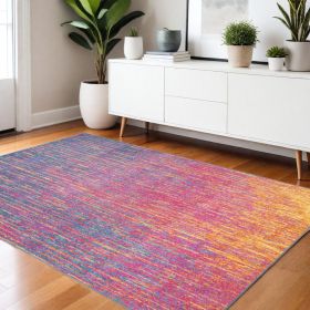 4' X 6' Blue And Orange Abstract Area Rug