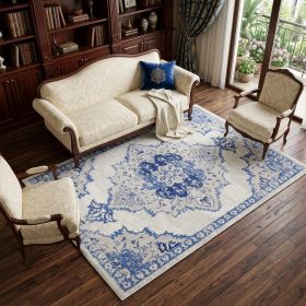 6' X 9' Ivory And Blue Floral Area Rug