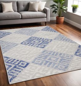 5' X 7' Blue And Gray Geometric Area Rug
