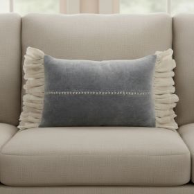 14" X 22" Steel Blue Pillow With Tassels Edges