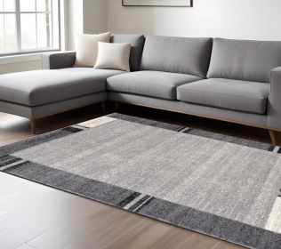 8' X 11' Gray Modern Bordered Area Rug