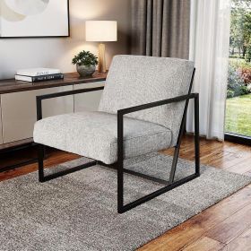 33" Gray and Black Fabric Wingback Chair