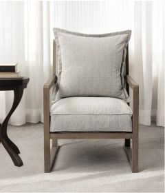 32" Ash Gray and Brown Fabric Arm Chair