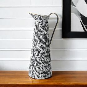 20" Black And White Cylinder Metal Urns Jars