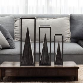 Black Metal Framed Pyramid Sculpture