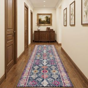 20' Blue And Ivory Oriental Runner Rug
