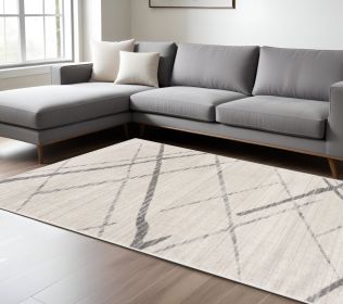 8' X 10' Gray and Ivory Geometric Area Rug
