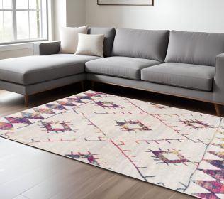 9' X 12' Cream Damask Area Rug
