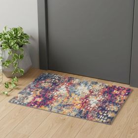 2' X 4' Blue and Ivory Abstract Area Rug
