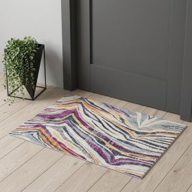 2' X 4' Blue and Gold Abstract Area Rug