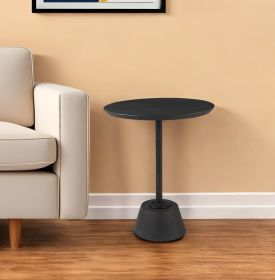 24" Black Solid and Manufactured Wood Round End Table