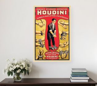 20" X 30" Houdini Handcuff King Vintage Magic Poster Wall Art